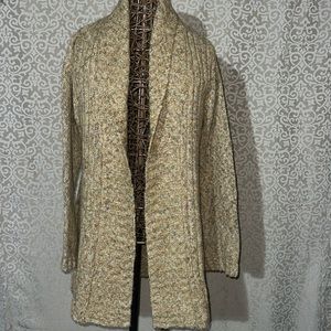 Long Cardigan Open Front, Yellow & Brown, XL